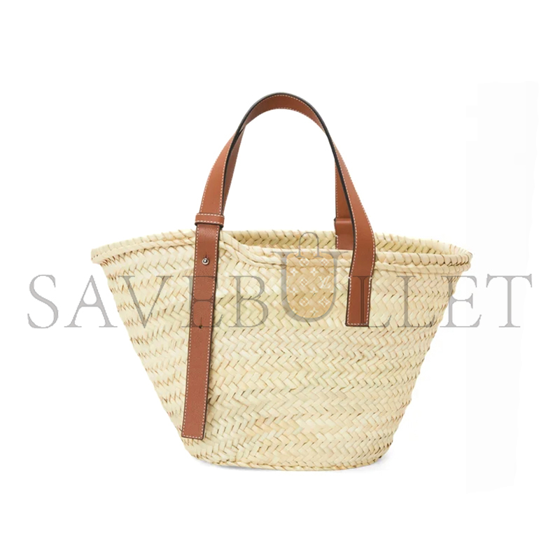 L0ew* basket in palm leaf and calfskin a223s92xax (40*36.5*16cm)